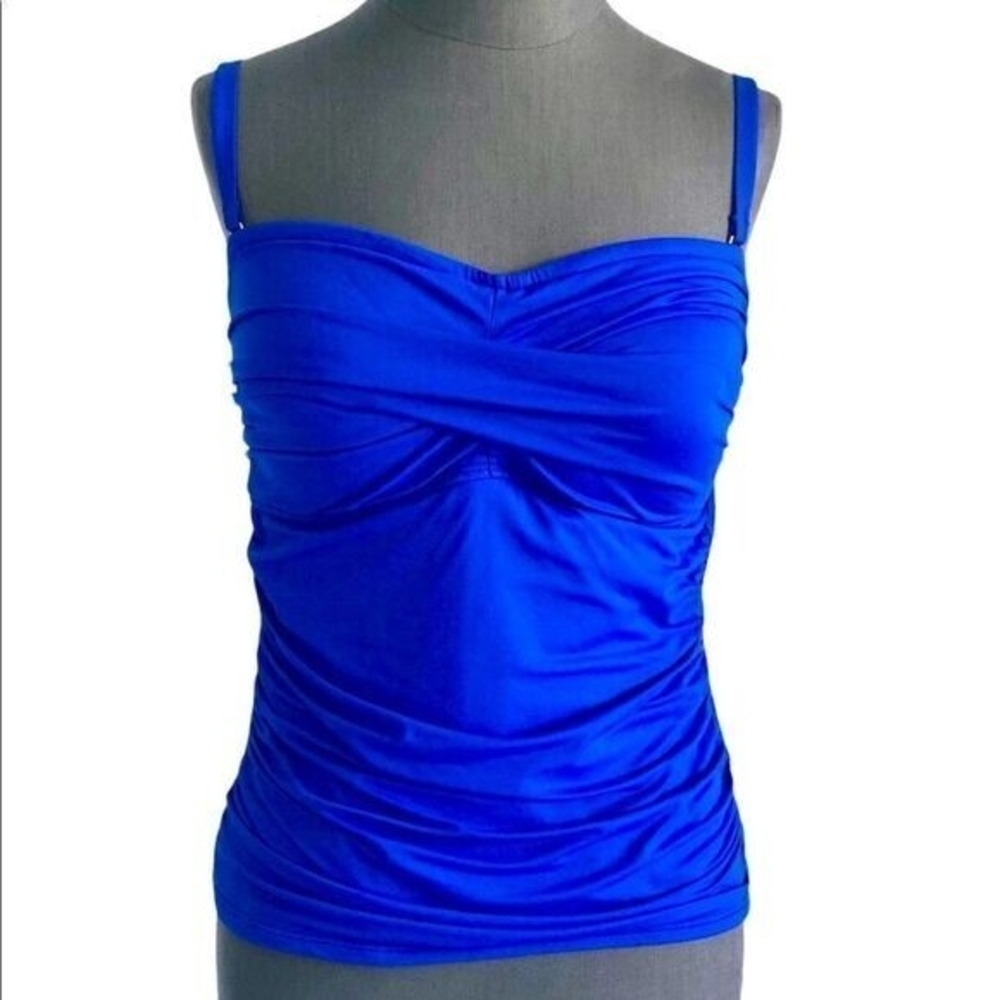 La Blanca Women's Blue Swimming Suit Top 36D Bra-Sized Support Nylon Stretch EXC - Picture 4 of 6